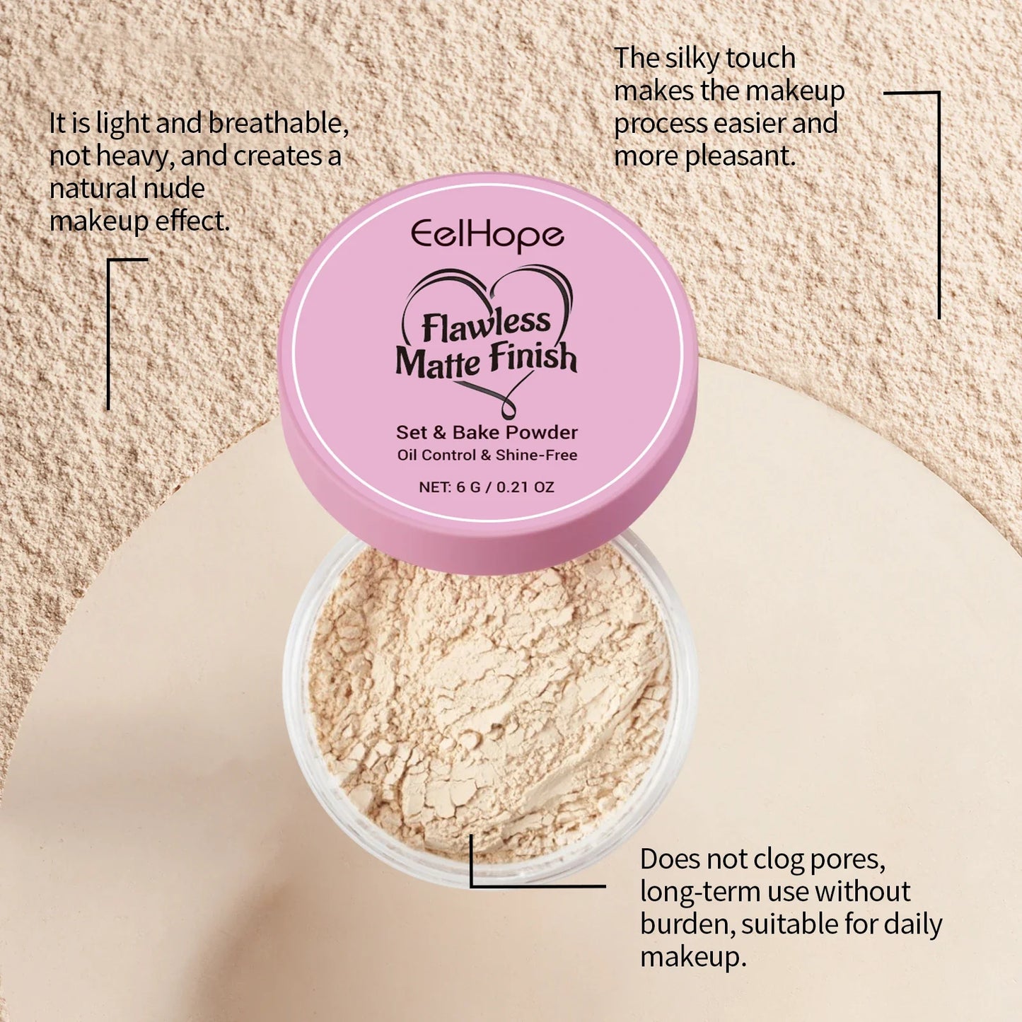 Setting Loose Powder - Natural, Lightweight, Oil-Control, Matte, Breathable, Refreshing & Non-Greasy Facial Setting Powder