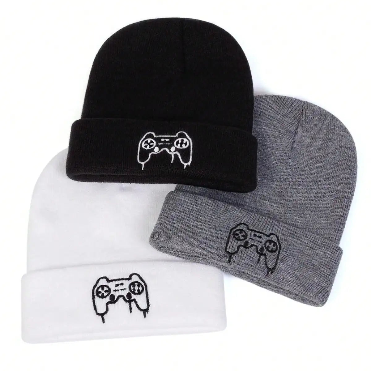 Unisex Game Console Controller Embroidered Beanie - Warm Knitted Hat for Men & Women, Autumn & Winter Hip Hop Style - Premium unisex beanie from Lizard Vigilante - Just $19.99! Shop now at Lizard Vigilante