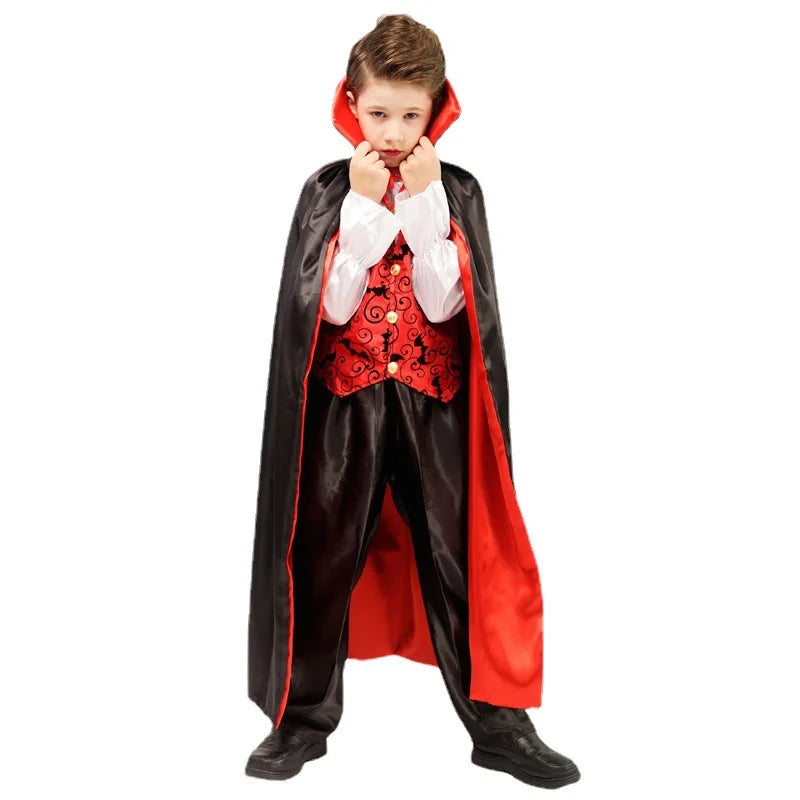 Halloween Children Cosplay Vampire Costume Horror Holiday Party Carnival Funny Clothes Boy Black Stage Costume Cloak Suit - Premium Cosplay Costumes from Lizard Vigilante - Just $29.88! Shop now at Lizard Vigilante