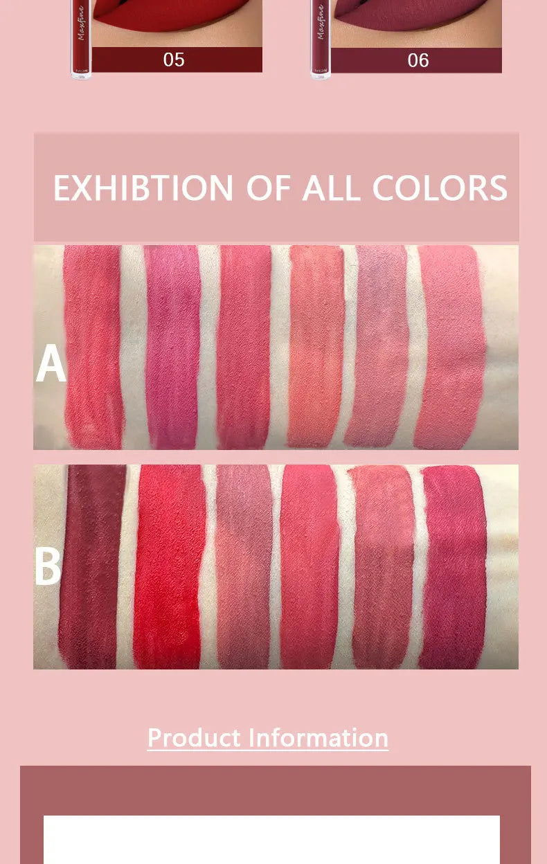 Matte Lip Gloss Set 6 Color Lipstick Smooth And Lasting Display Lip Gloss Waterproof Moisturizing Lipstick Holiday Gift Box Set
