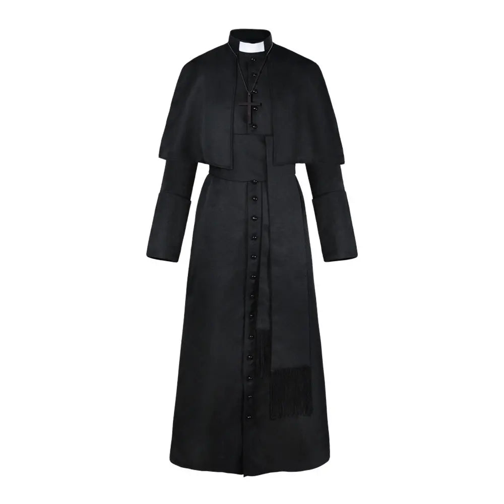 Priest Robe Medieval Monk Uniform Vintage Halloween Men Pope Pastor Cloak Cape Cosplay Costume Renaissance Clergy Sets - Premium robe from Lizard Vigilante - Just $69.69! Shop now at Lizard Vigilante