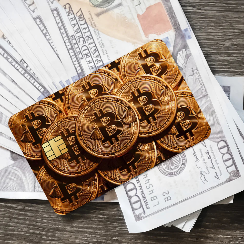 Crypto Currency Bitcoin Credit Card Stickers Waterproof Scratch Resistant 4PCS Set