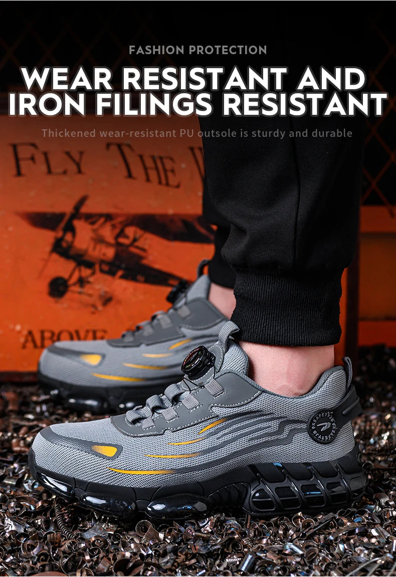 “NO SLACK, NO LACES” | Men’s Tactical Soft-Sole Steel Toe Work Sneakers – Anti-Smash, Anti-Puncture, Zero Excuses - Premium shoes from dsers - Just $72.99! Shop now at Lizard Vigilante