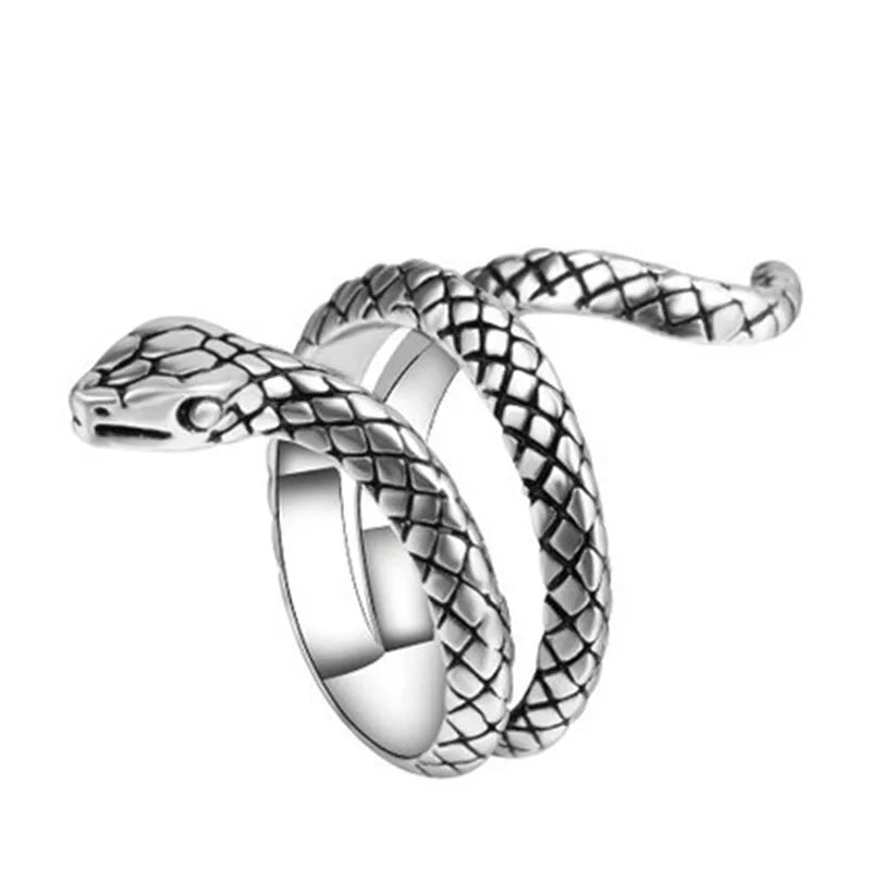 Punk Goth Snake Ring for Men & Women – Black Plated Adjustable Gothic Jewelry for Party, Wedding, and Gift - Premium ring from Lizard Vigilante - Just $17.99! Shop now at Lizard Vigilante