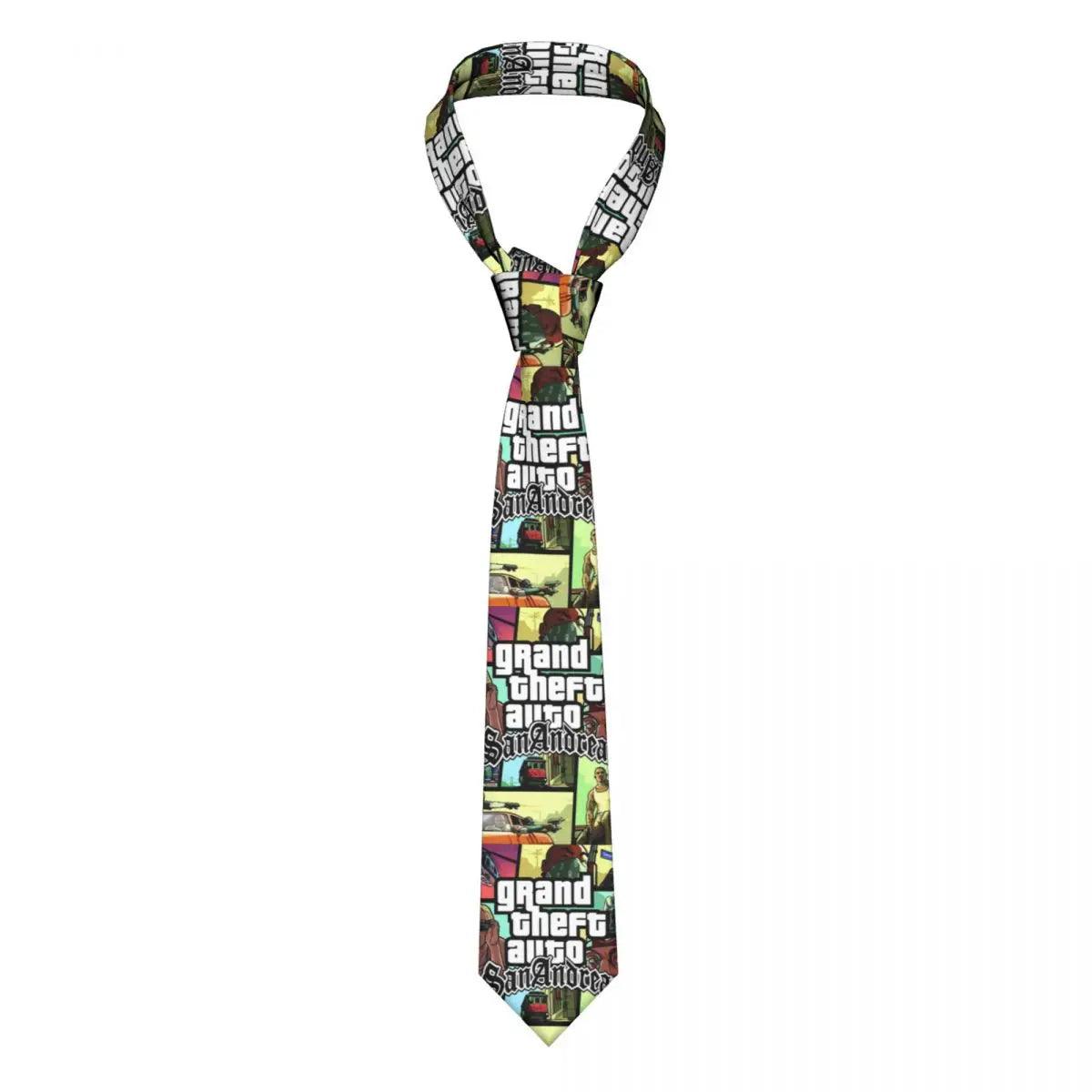 Grand Theft Auto Necktie San Andreas Fashion Neck Tie Men Silk GTA Video Game Neckties for Party Gravatas - Lizard Vigilante