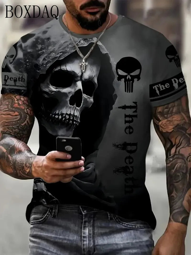 Horror Death Men's Skull T-Shirts Short Sleeve 3d Print Terror Street Hip Hop T Shirt  O-Neck Loose Casual Summer Tops Clothing - Premium tee shirt from Lizard Vigilante - Just $22.99! Shop now at Lizard Vigilante