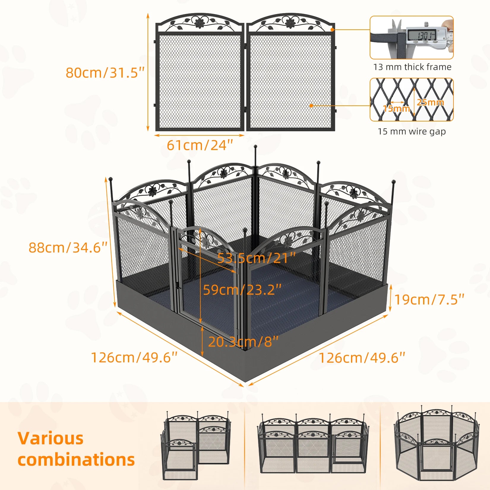 Foldable Metal Dog Playpen with Fertility Mat and Gate, Heavy Duty Pet Whelping Box, Exercise Fence Cage, Kennnels, 8 Panels - Premium dog pen from Lizard Vigilante - Just $201.08! Shop now at Lizard Vigilante