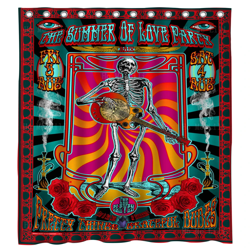 Psychedelic Skull and Rose Tie-dye Shower Curtain - A Fantasy-Inspired Bathroom Makeover - Premium shower curtain from Lizard Vigilante - Just $33.88! Shop now at Lizard Vigilante