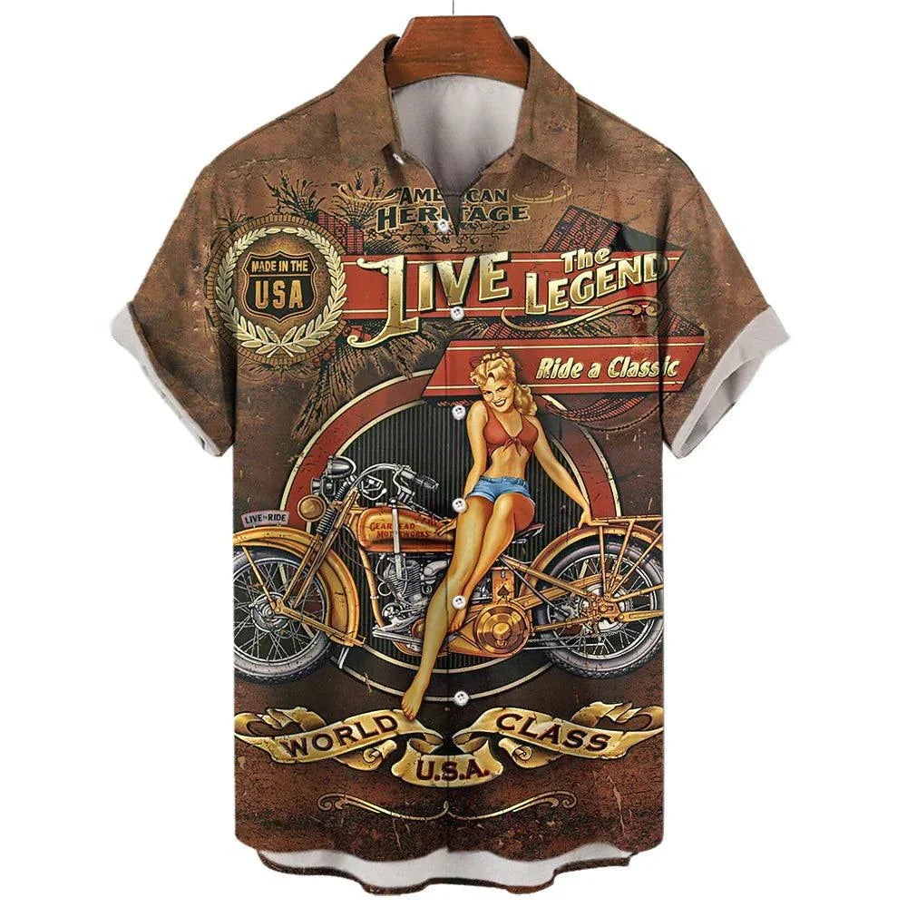 Lizard Vigilante Hawaiian Rock 3D Button Down Shirt – Casual Short Sleeve Retro Beachwear for Men - Premium hawaiian shirt from Lizard Vigilante - Just $23.88! Shop now at Lizard Vigilante