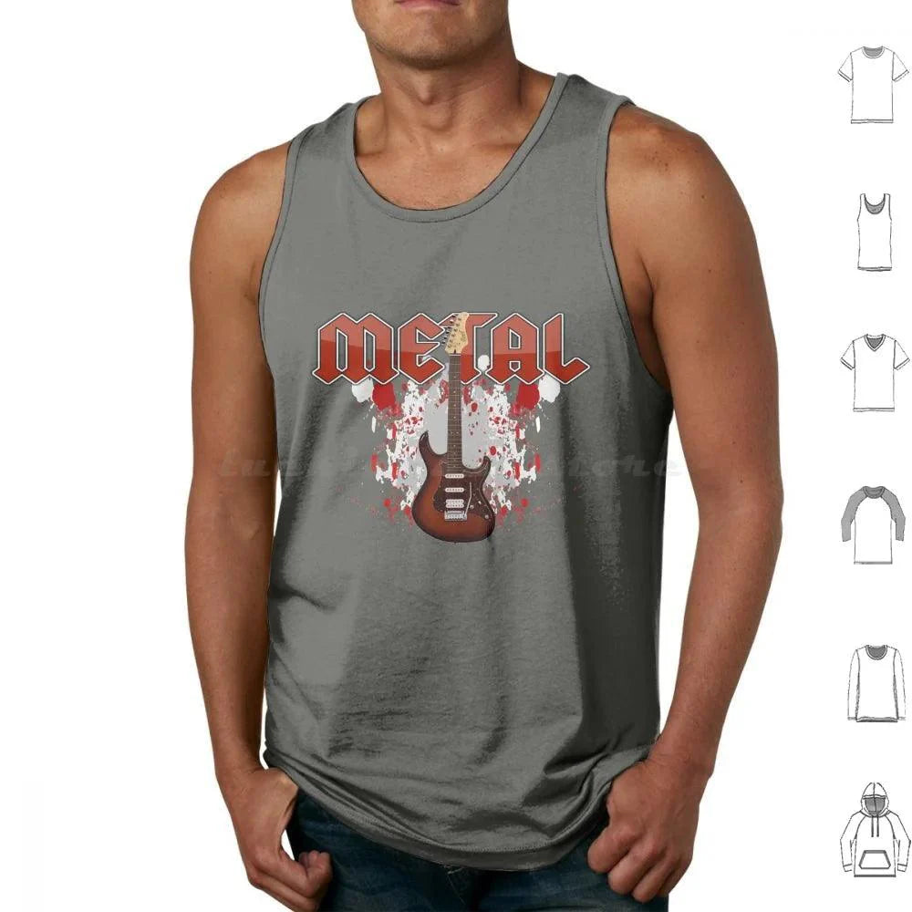 Metal Music Print Cotton Tank Top Rock Graphic Design - Premium tank top from Lizard Vigilante - Just $23.88! Shop now at Lizard Vigilante