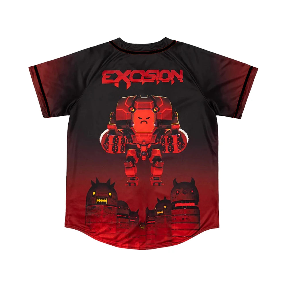 EXCISION Robot Baseball Jersey – 3D V-Neck Short Sleeve Streetwear Tee for Men & Women Hip-Hop Summer Style - Premium jersey from Lizard Vigilante - Just $48.88! Shop now at Lizard Vigilante