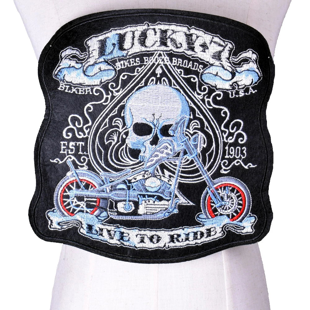 Bikers Motorcycle Embroidered Iron On Patches Large Punk Skull Badges Big Biker Patches For Clothing Coat Accessories - Premium patch from Lizard Vigilante - Just $27.99! Shop now at Lizard Vigilante