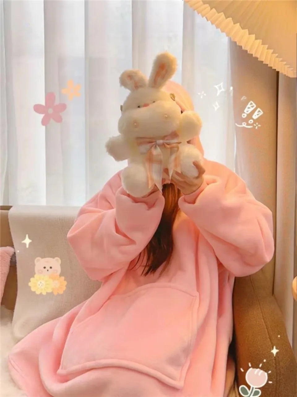 Flannel Warm Sleepwear Lazy Blanket Winter Nightgown Can Be Worn Out Loose And Plush Thick Couple Cold Proof Warms Home Clothes