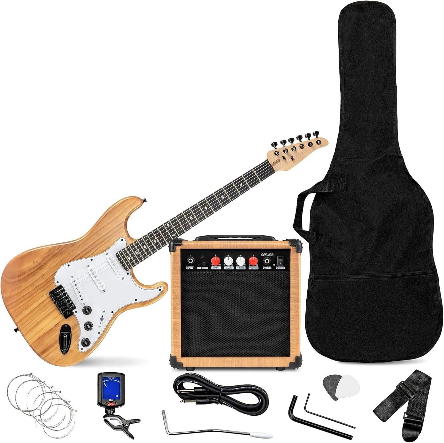 39 inch Electric Guitar Kit for Dummies Bundle with 20w Amplifier, Digital Clip On Tuner, Six Strings, Two Picks, Tremolo Bar,Shoulder Strap - Premium Electric Guitar from Lizard Vigilante - Just $234.56! Shop now at Lizard Vigilante