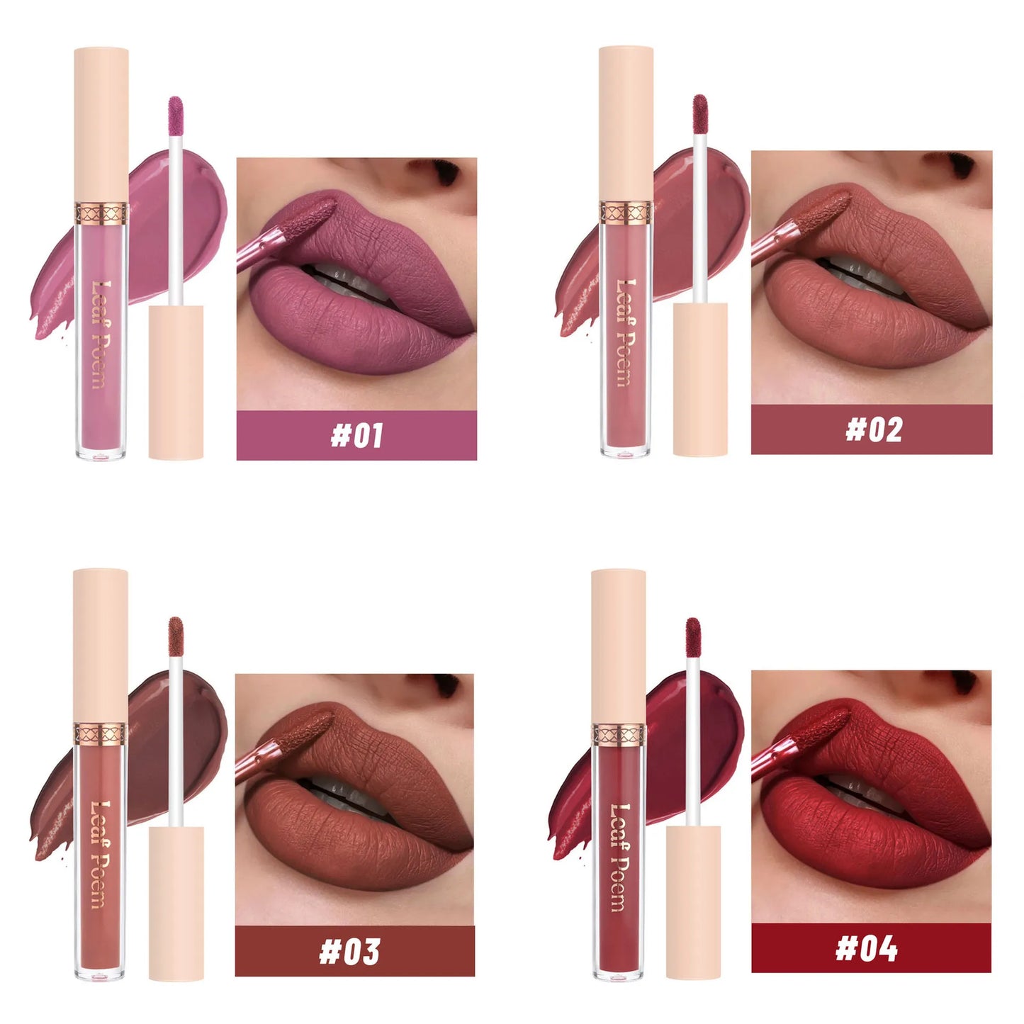 8 pcs matte liquid lipstick, lip glaze - waterproof, non-stick, long-lasting lip gloss, brown, pink, purple and red tones, suitable for Valentine's Day, daily, parties, travel
