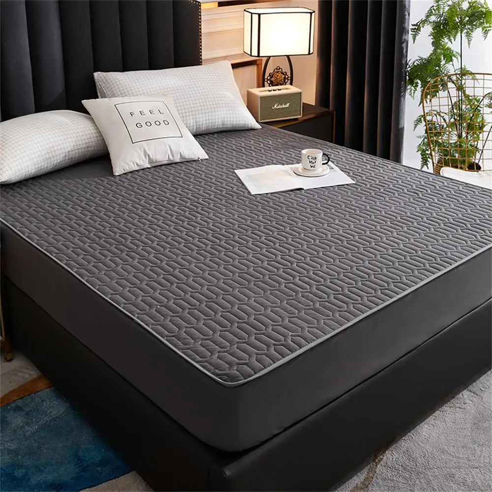 Waterproof Thicken Mattress Pad Protector - Skin-Friendly Cotton Fitted Sheet for Bed (150x200, 160x200, 180x200) - Premium bedding from Lizard Vigilante - Just $14.99! Shop now at Lizard Vigilante