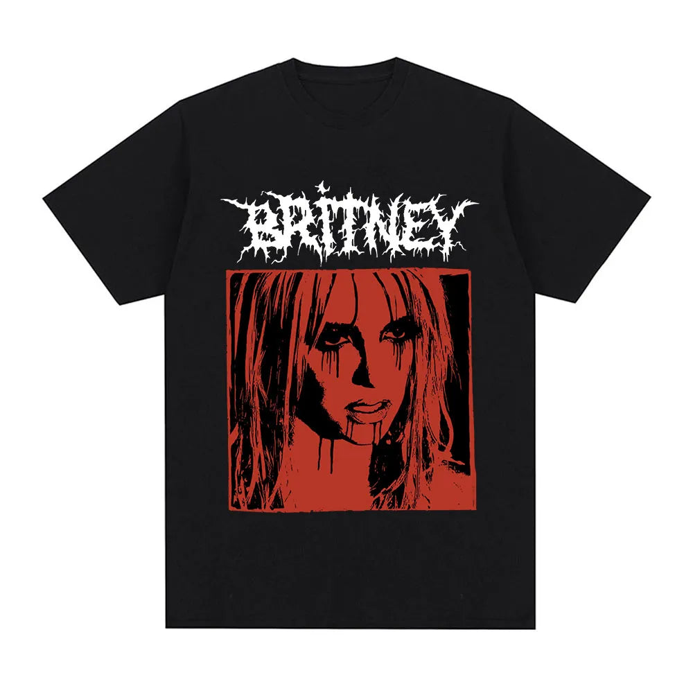 Britney Spears Metal Rock Graphic T-shirt Men Women Fashion Hip Hop T Shirts Harajuku Vintage Short Sleeve Tee Shirt Oversized - Lizard Vigilante