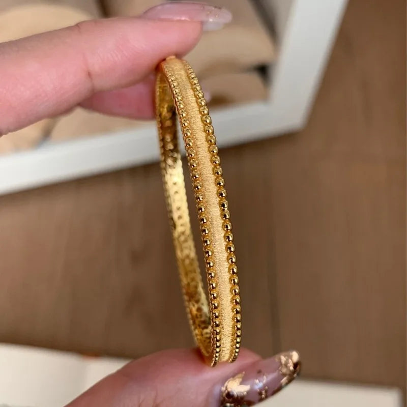 Classic silver 925 Light Luxury Round Bead Lace Brushed bracelet for women New in Simplicity Fashion bangles banquet Jewelry