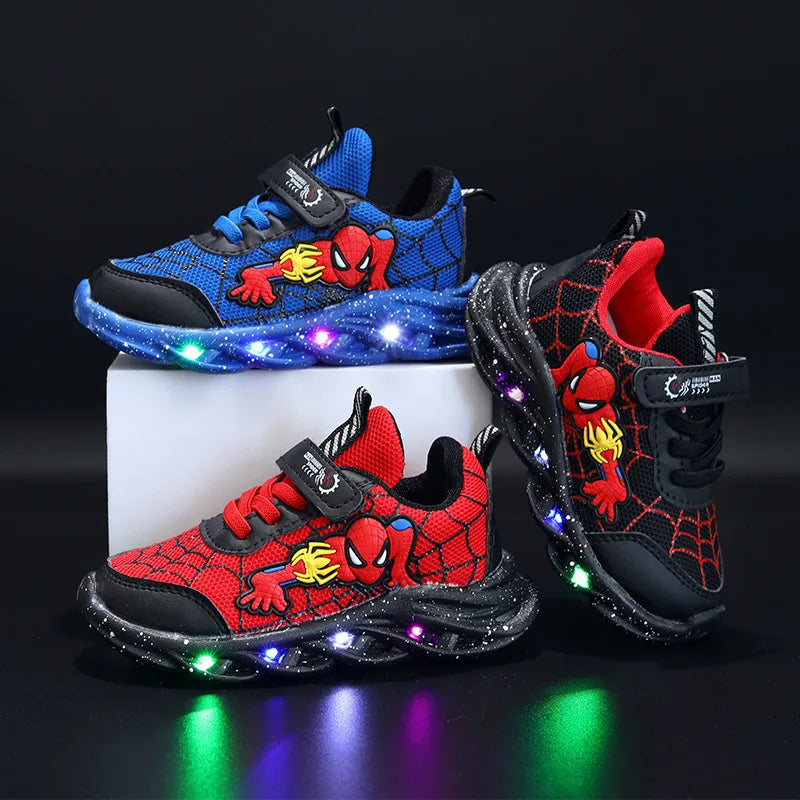 Disney Spiderman LED Casual Sneakers for Boys | Light-Up Mesh Outdoor Shoes | Non-Slip Spring Footwear | Sizes 21-30 - Premium Sneakers from Lizard Vigilante - Just $38.88! Shop now at Lizard Vigilante