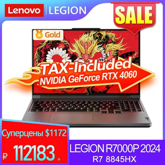 Hot Lenovo LEGION R7000P 2024 Ryzen R7 8845H Geforce RTX4060 8GB 16G/32G RAM 1T SSD 16INCH 2.5K 165Hz Screen 100% sRGB