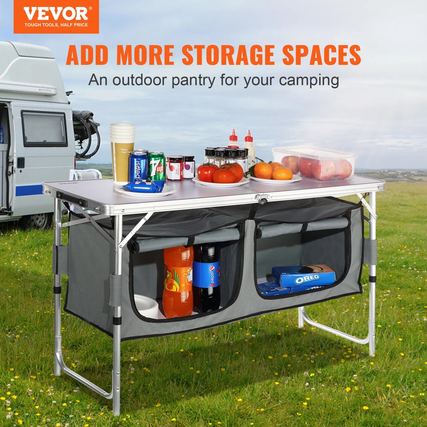 VEVOR Camping Kitchen Table, Quick set-up Folding Camping Table  MDF Camping Table for Outdoor Picnics BBQs Camping RV Traveling - Premium  from Lizard Vigilante - Just $84.99! Shop now at Lizard Vigilante