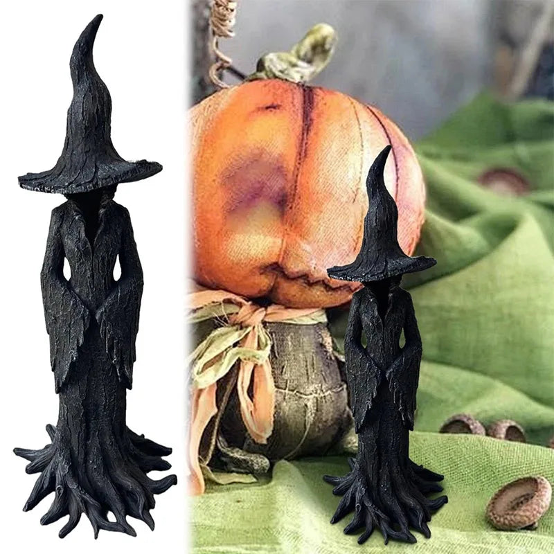 Halloween Witch Decoration Statue, Gothic Resin Sculpture Ornament, Retro Magician Decoration Craft, Dark Fantasy Decoration.