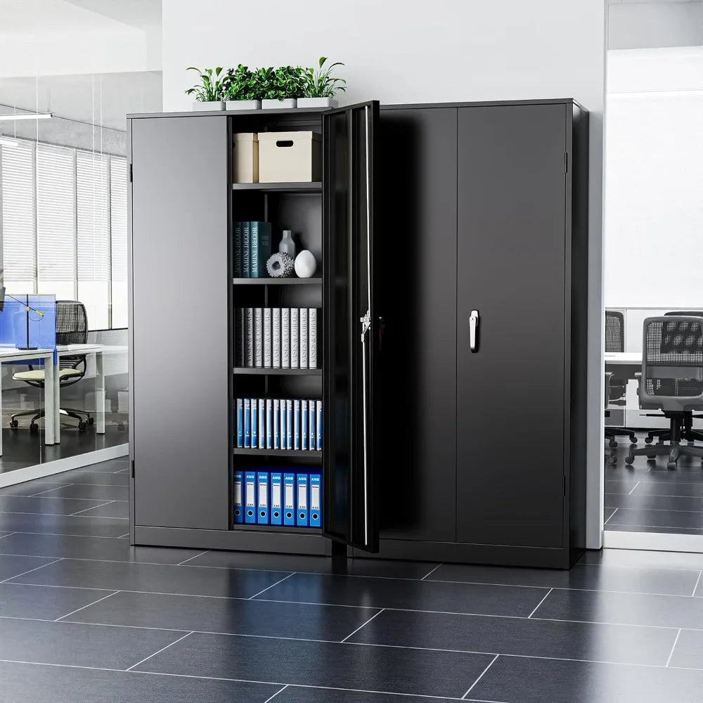 Metal Storage Cabinet, 72" Black Locking Storage Cabinets with Doors and 4 Shelves, Steel Lockable File Cabinet Metal Locker - Premium  from Lizard Vigilante - Just $227.99! Shop now at Lizard Vigilante