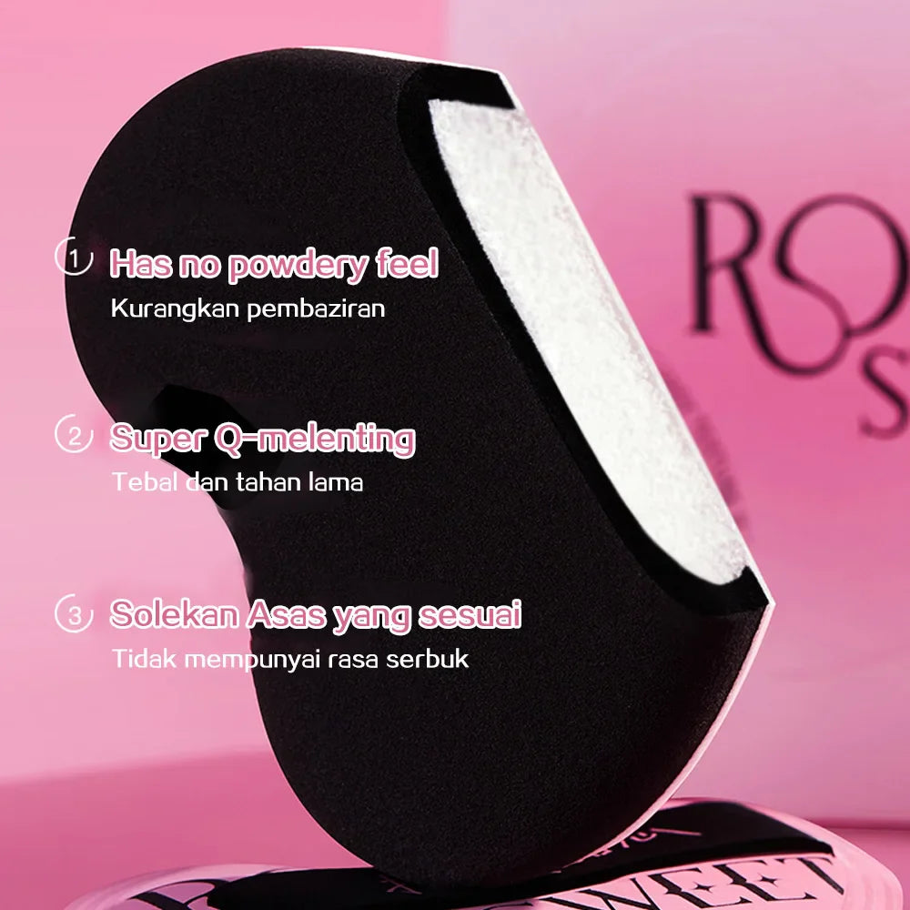ROCK SWEET Cotton Candy Heart-shaped Pink Soft Makeup Soft Wet And Dry Dual-use Liquid Foundation Powder Puff
