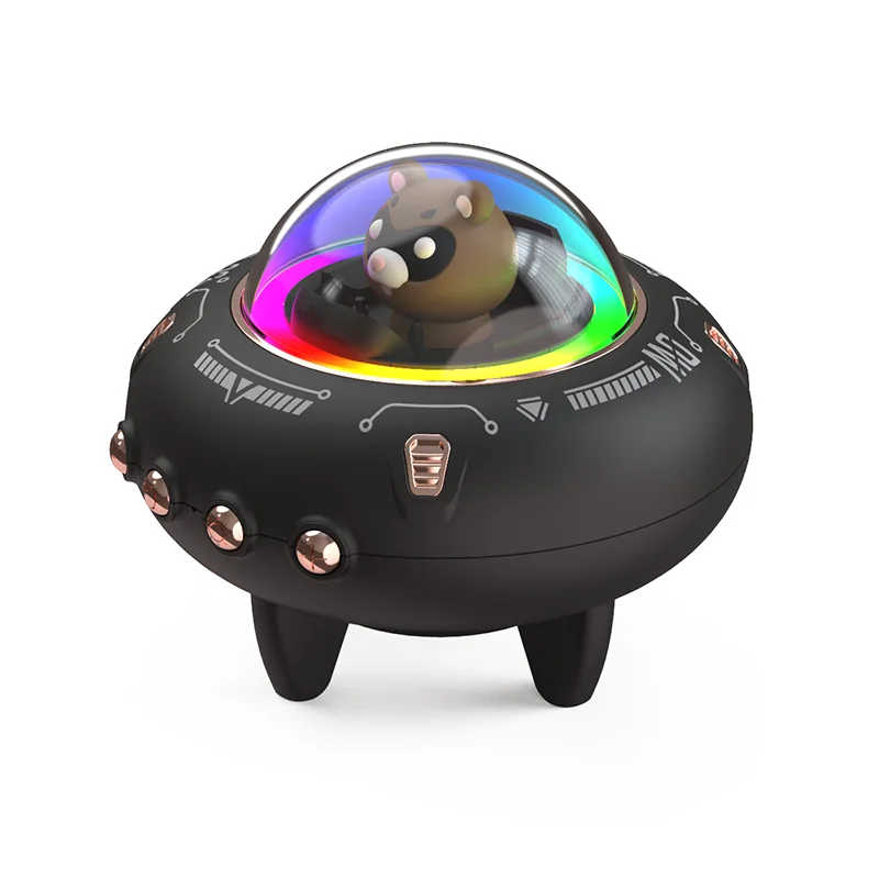 New Mini Computer Speaker Portable Bluetooth Speaker RGB LED Light UFO Spaceship Audio Wireless Speaker Best Gift Support TF