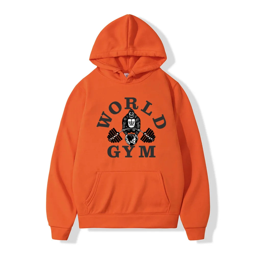 World Gym Harajuku Fleece Hoodie – Hip Hop Streetwear Pullover For Men And Women