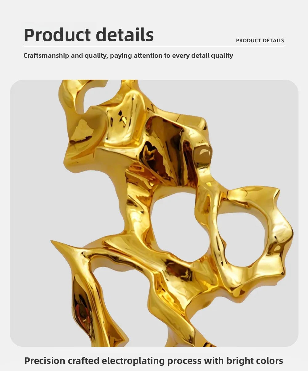 Abstract Art Sculpture Electroplating Transparent Resin Craft Model Modern Home Decor LivingRoom Office Desktop Statue Ornaments