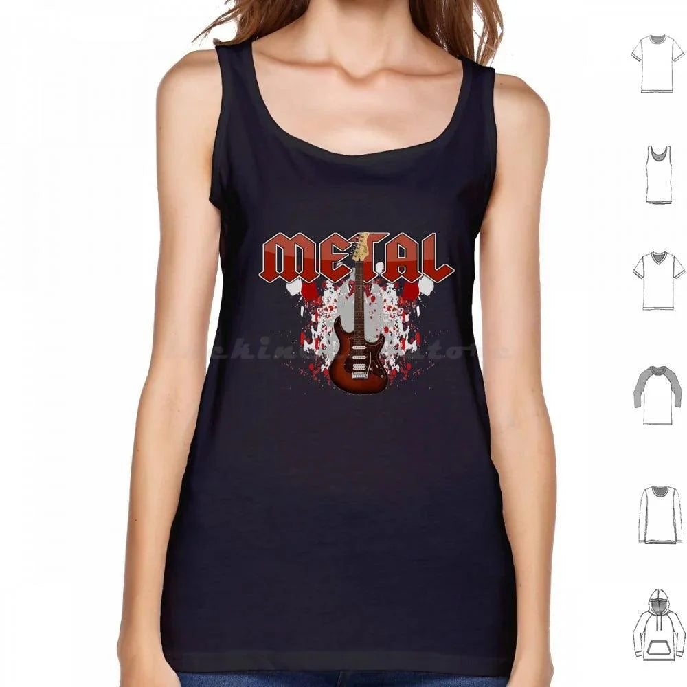 Metal Music Print Cotton Tank Top Rock Graphic Design - Premium tank top from Lizard Vigilante - Just $23.88! Shop now at Lizard Vigilante