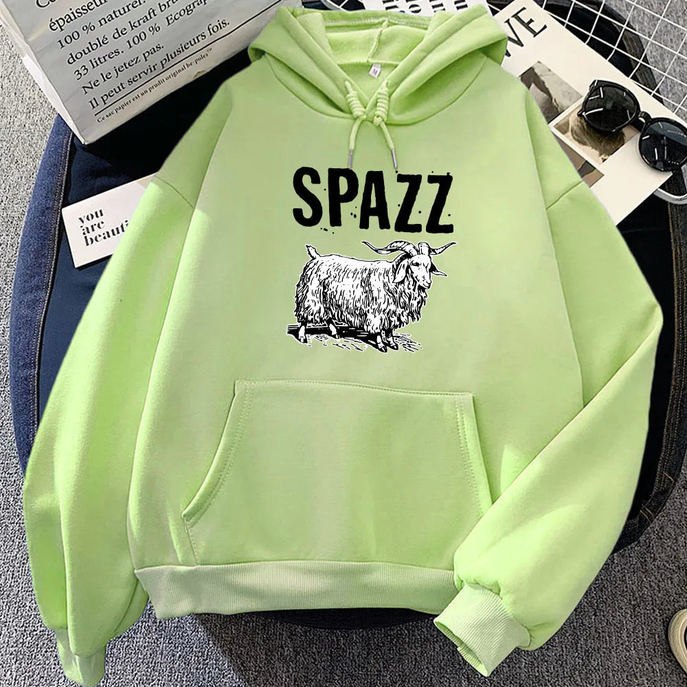 SPAZZ Hip Hop Rock Band Hoodie | Unisex Graphic Fleece Sweatshirt | Kawaii Casual Pullover for Women | Vintage Cartoon Print - Premium hoodie from Lizard Vigilante - Just $38.88! Shop now at Lizard Vigilante