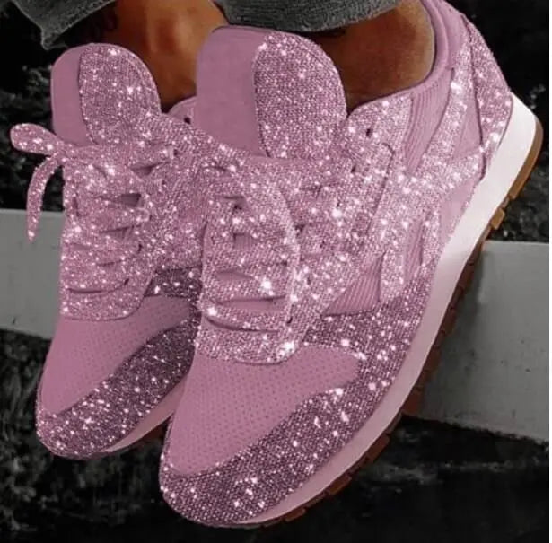 Women's Trendy Glitter Sneakers – Chunky Platform Vulcanized Shoes with Height-Boosting Soles & Breathable Mesh for Running, Casual Wear, & Sparkling Style - Premium shoes from Lizard Vigilante - Just $48.88! Shop now at Lizard Vigilante