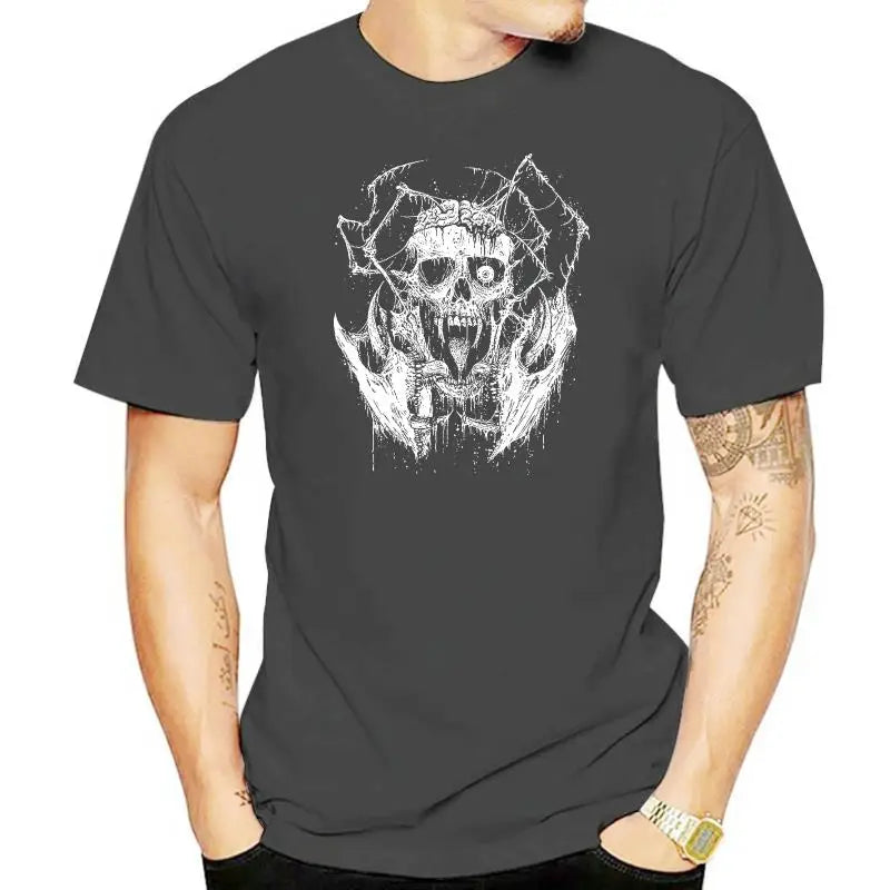 One-Eyed Skull Death Metal T-Shirt – Gothic Rock Band Tee for Men and Women | Casual Black Graphic Tee - Premium T-shirt from Lizard Vigilante - Just $23.88! Shop now at Lizard Vigilante