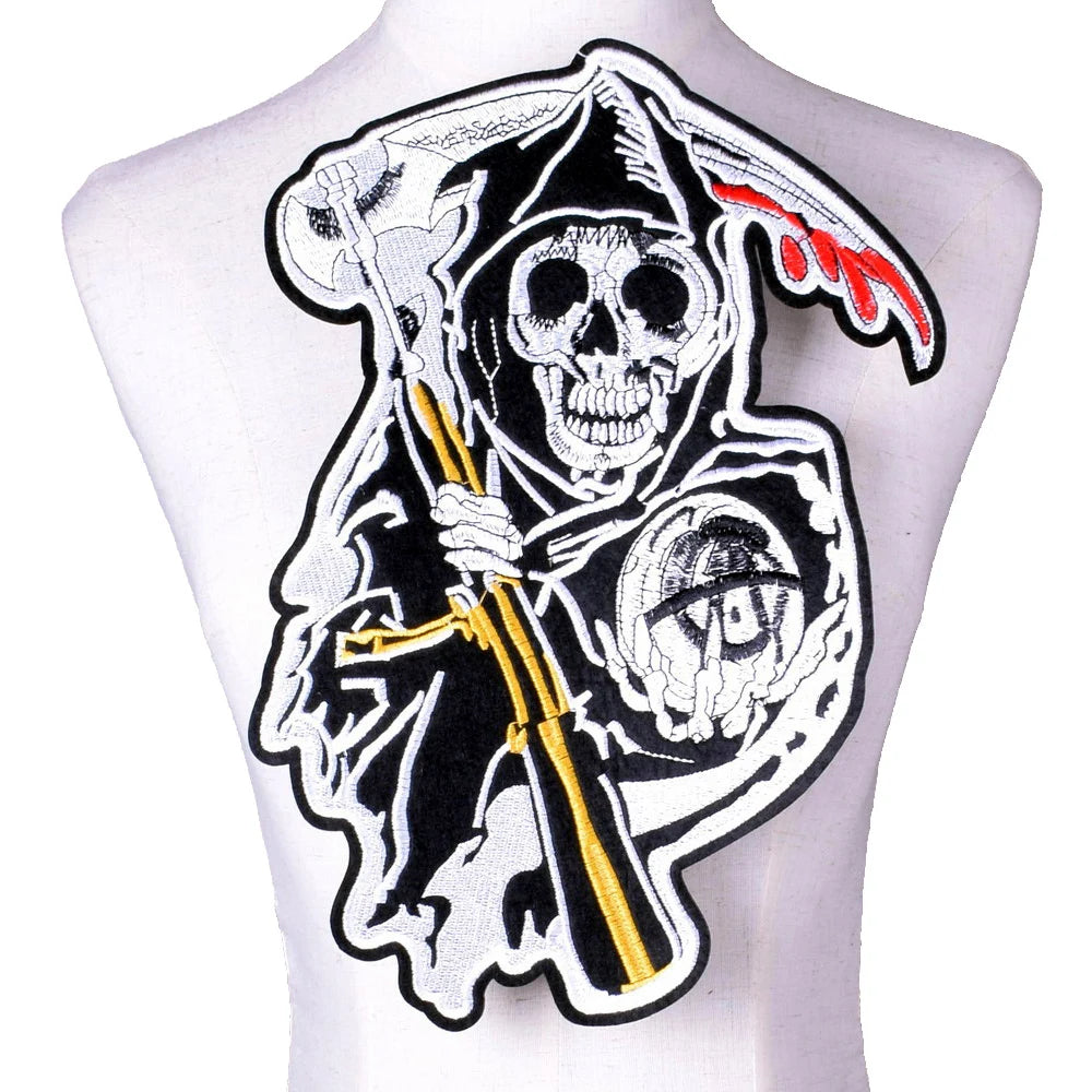 Bikers Motorcycle Embroidered Iron On Patches Large Punk Skull Badges Big Biker Patches For Clothing Coat Accessories - Premium patch from Lizard Vigilante - Just $27.99! Shop now at Lizard Vigilante