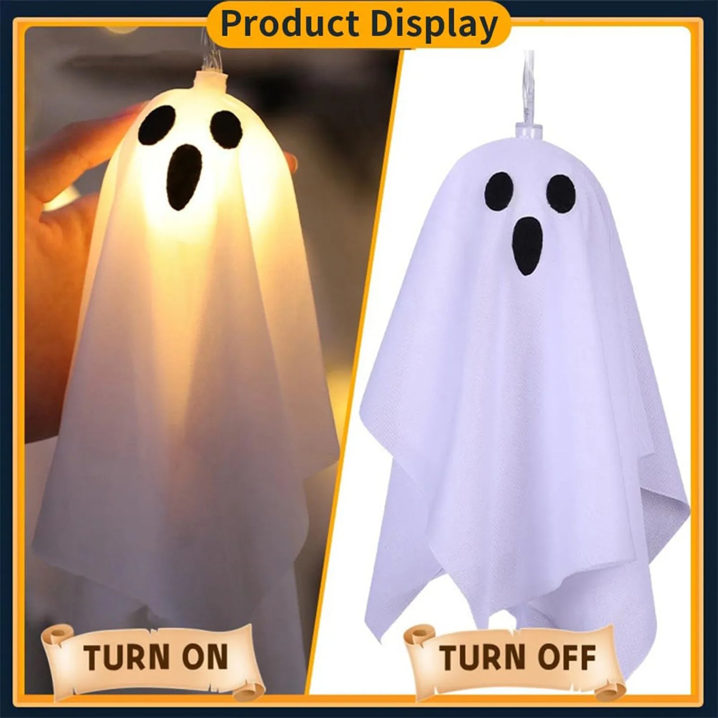 Haunted House Decor Halloween Ghost White Ghost Hanging Light Ghosts Horror Props for Halloween Party White Flying Ghosts