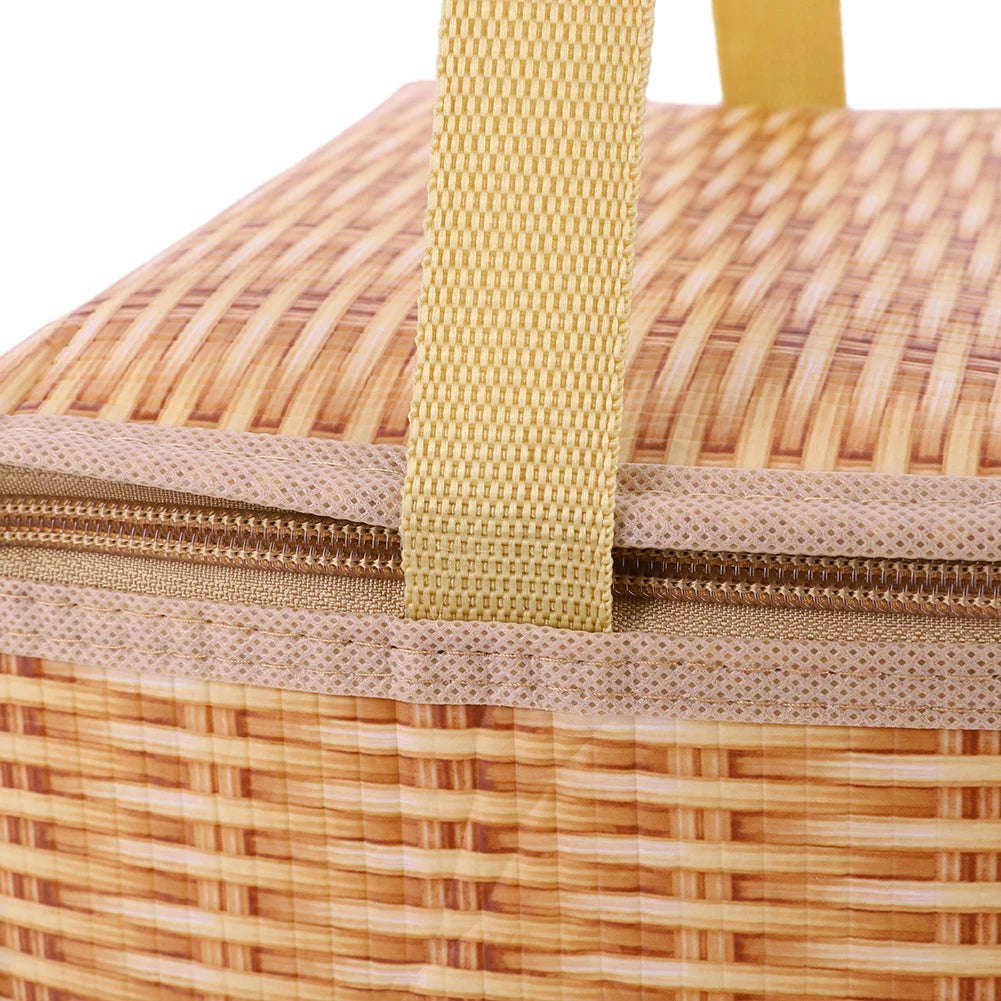 Wicker Rattan Outdoor Camping Picnic Bag Portable Waterproof Tableware Insulated Thermal Cooler Food Container Basket for Picnic - Premium  from Lizard Vigilante - Just $16.99! Shop now at Lizard Vigilante