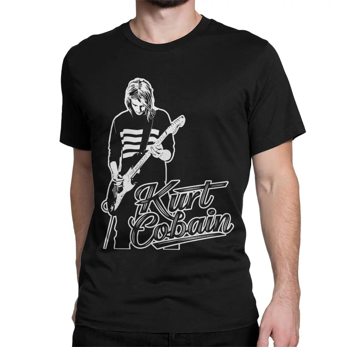 Kurt Cobain Guitar T-Shirt Men Rock-Nirvana Vintage Pure Cotton Tee Shirt Crewneck Short Sleeve T Shirt Gift Idea Tops - Premium tshirt from Lizard Vigilante - Just $20.99! Shop now at Lizard Vigilante