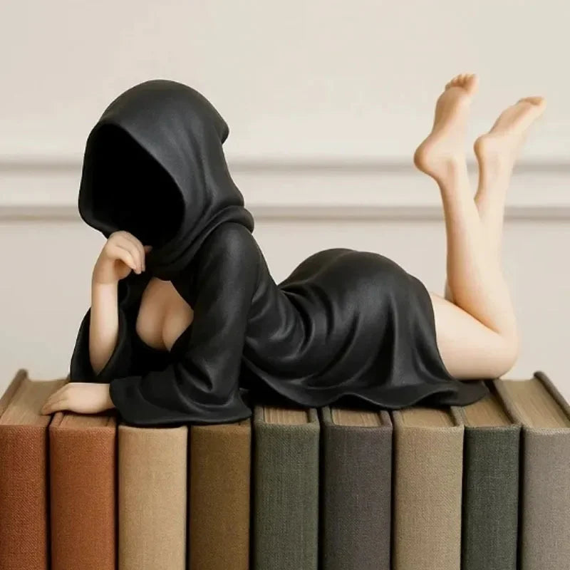 8/10/15cm Mysterious Statue Gothic Black Robe Women Statue Desktop Ornament Lady Statue for Desk Fireplace Shelf Mantel Table