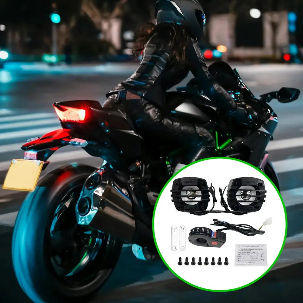 Motorcycle Bluetooth Speaker 12-80V Universal Hifi Sound Motorcycle Stereo Weatherproof Audio Amp System Handlebar Speaker