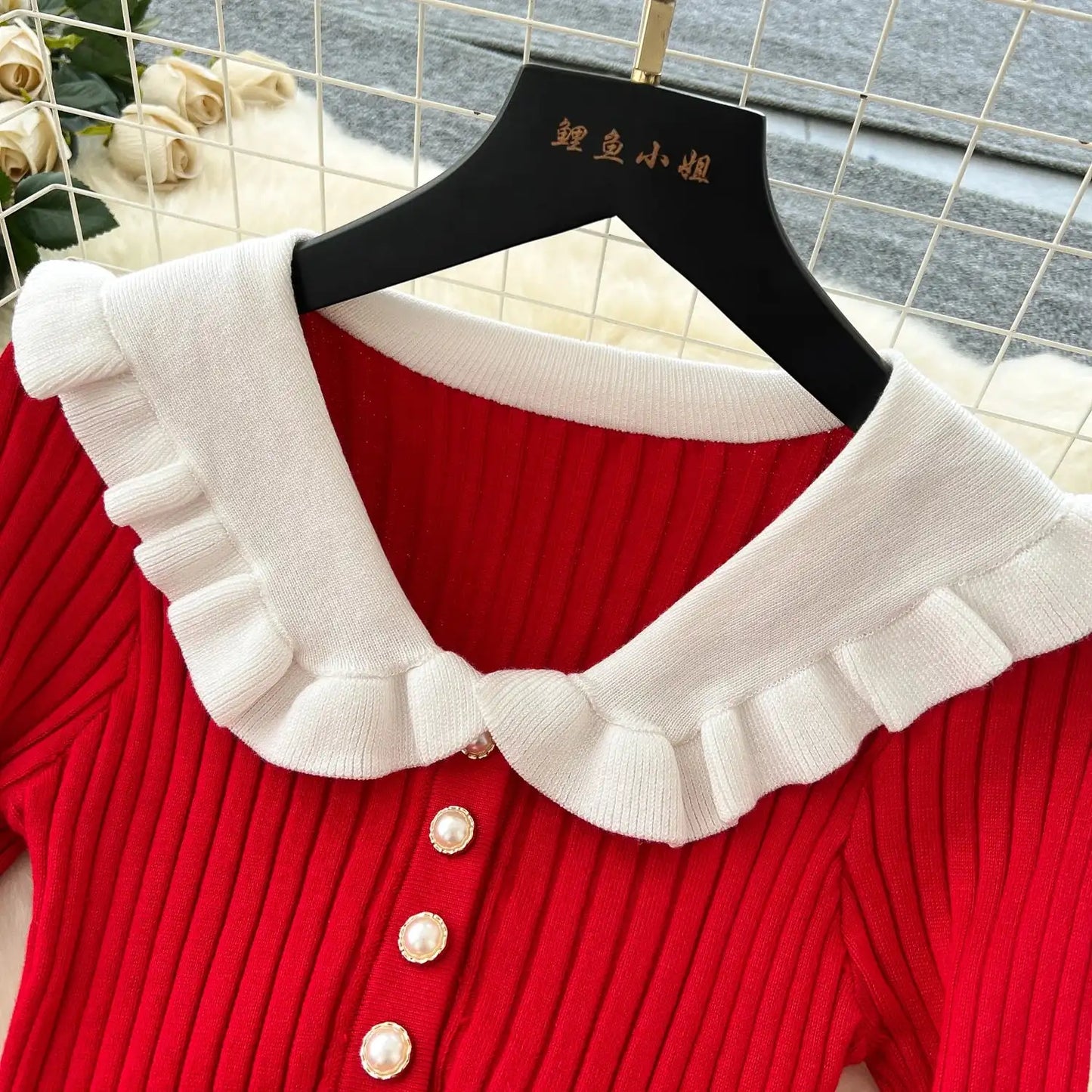 SINGREINY 2024 Hotsweet Slim Autumn Dress Women Peter pan Collar Long Sleeves Patchwork Preppy Style Mermaid Sweater Long Dress