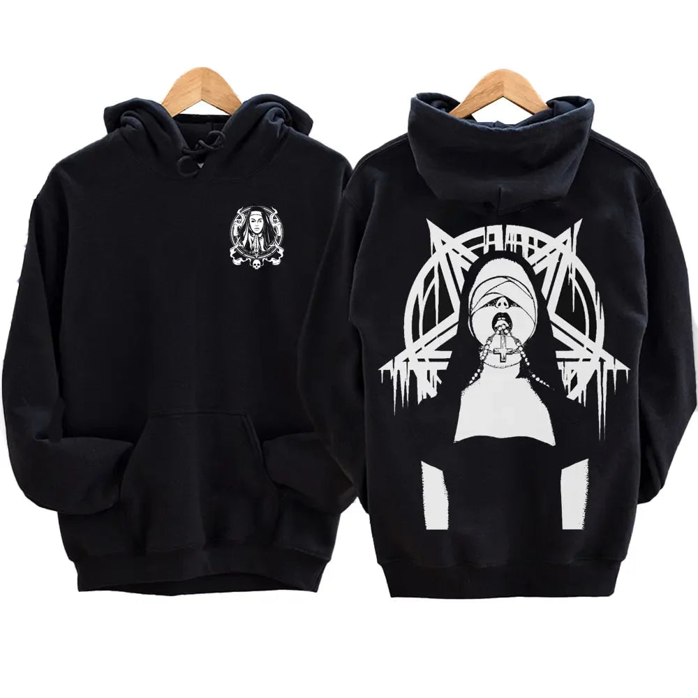 The Bad Nun Hoodie – Satanic Hip-Hop Fleece Sweater for Harajuku Streetwear Fans - Premium hoodie from Lizard Vigilante - Just $39.99! Shop now at Lizard Vigilante