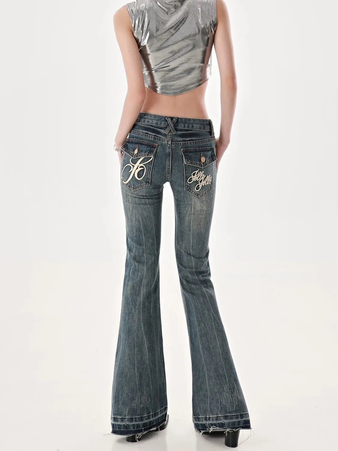 Low Waist Jeans Girls Women Autumn Vintage American High Street Spicy Y2k Design Sense Slim Fit Straight Tube Micro Flare Pants - Lizard Vigilante