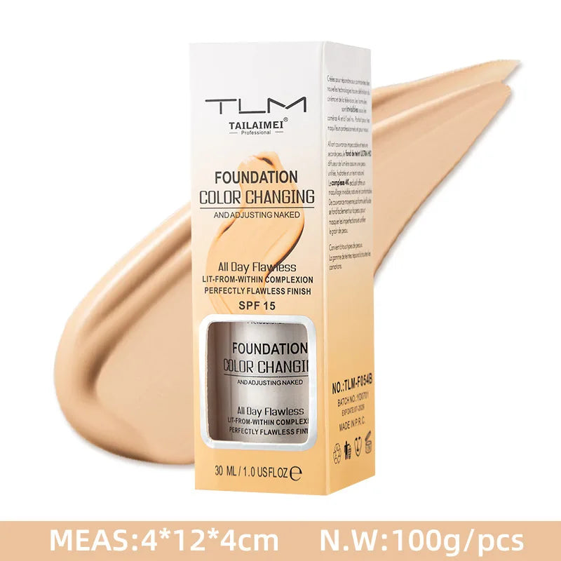 TLM Foundation Color Changing Mike Makeup For Full Coverage Blush Cream Brightening Moisturizing Longlasting Non-flading Makeup
