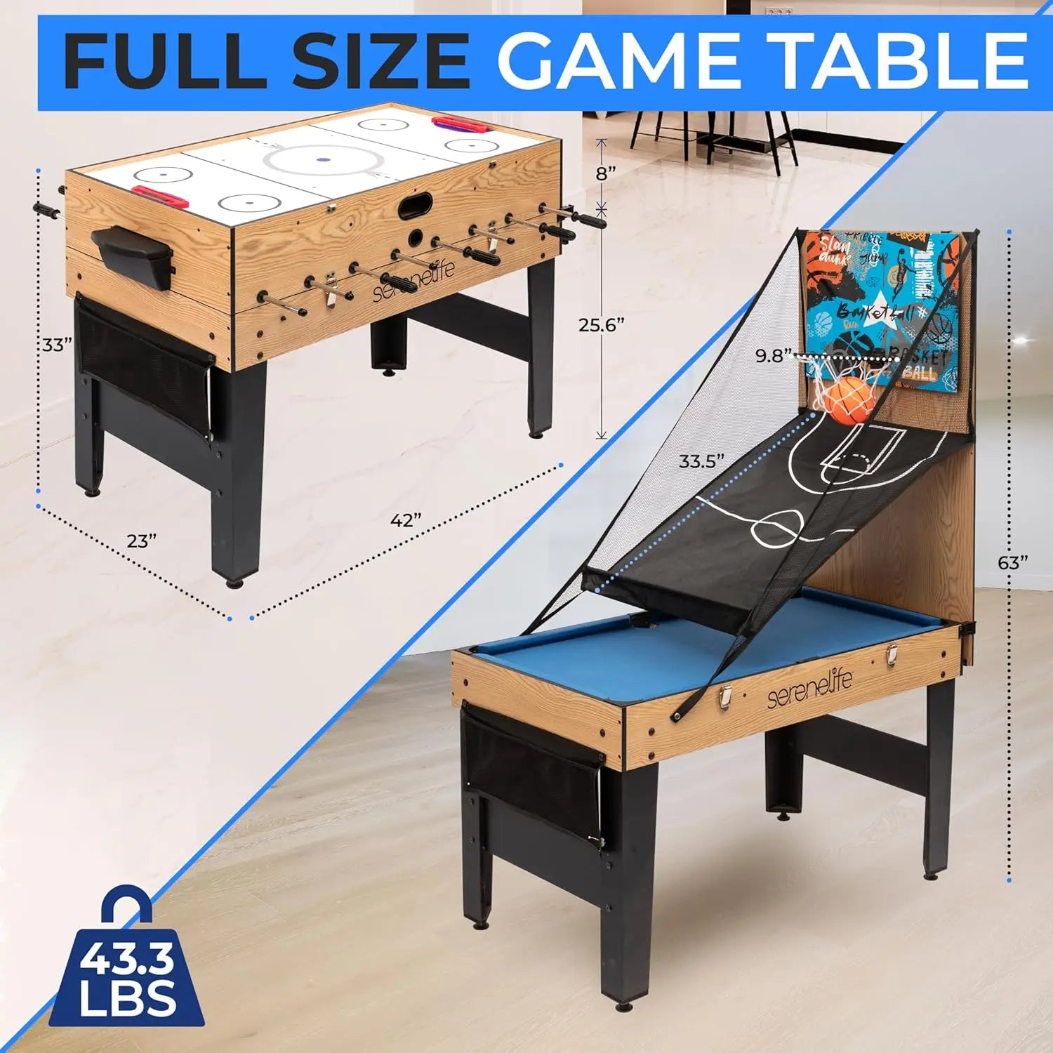 48" 6-in-1 Multi Game Table – Full-Size Indoor & Outdoor Arcade Sports Table with Pool, Air Hockey, Foosball, Basketball, Table Tennis, and Dining - Premium game table from Lizard Vigilante - Just $199.88! Shop now at Lizard Vigilante