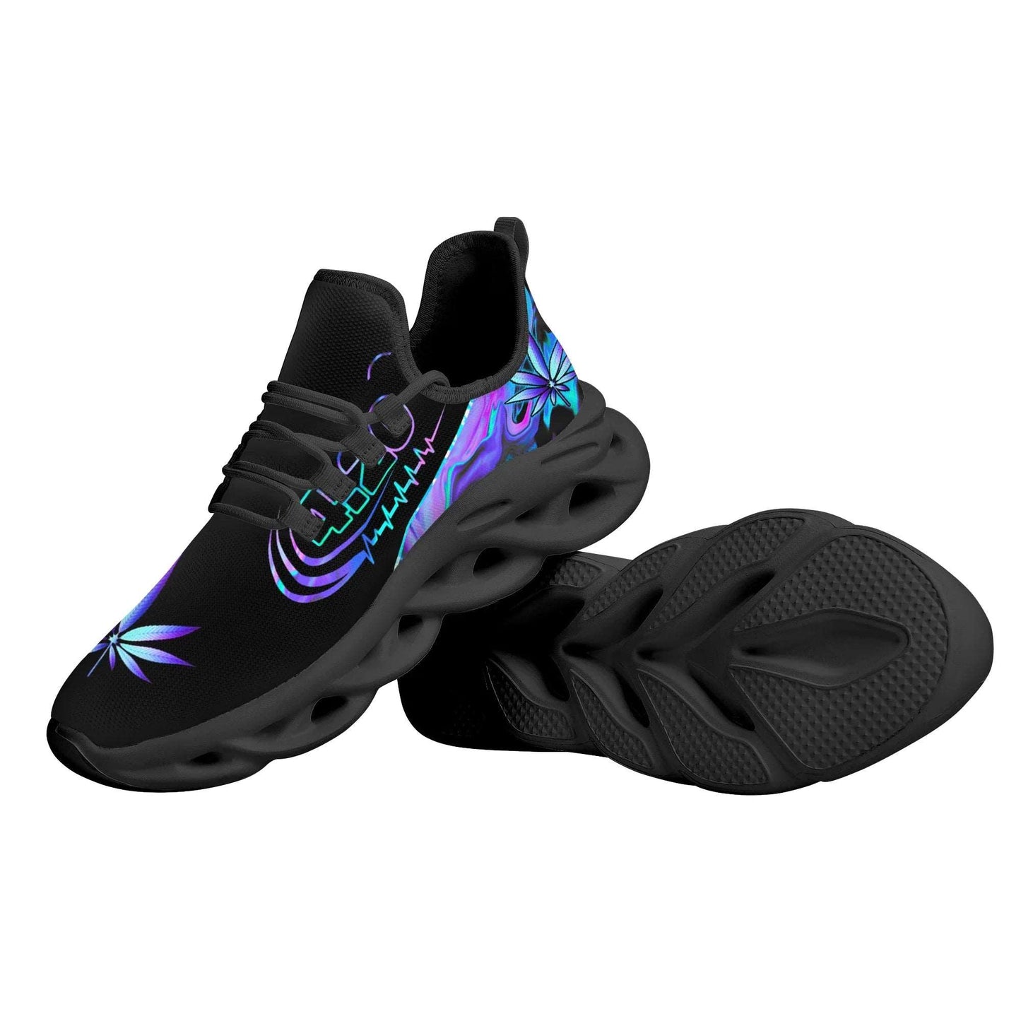 420 Blue Trippy Weed Pot Pattern Ladies Flat Shoes Comfortable Lace up Marijuana Sneakers Lightweight Women Footwear - Premium  from Lizard Vigilante - Just $59.99! Shop now at Lizard Vigilante