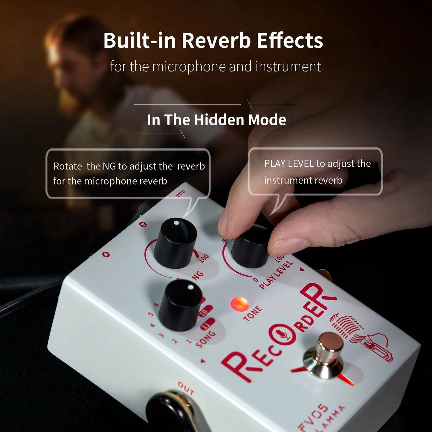 FLAMMA FV05 Recorder Vocal Guitar Effects Pedal 70 Minutes Recording Capacity Noise Gate & Reverb Effects for the Vocal