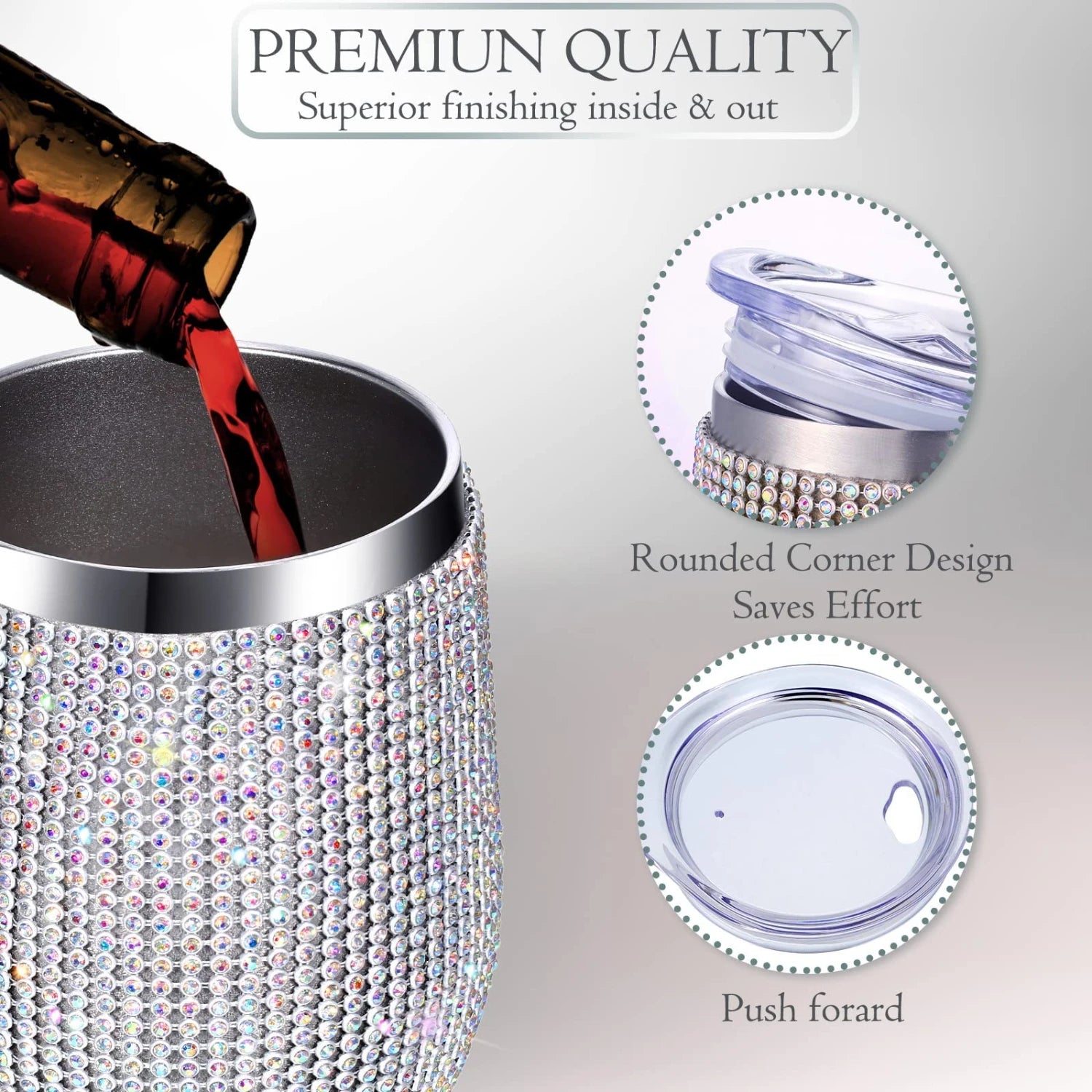 12oz Stainless Steel Champagne Wine Tumbler With Sealed Lid, Vacuum Thermo Mug Cup for Bridemaids Party - Premium cup from Lizard Vigilante - Just $22.88! Shop now at Lizard Vigilante