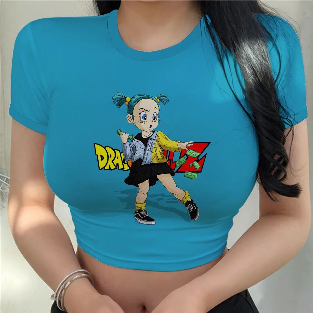 Dragonball Z Crop Top Tee Women Vegeta Anime Clothing Y2k Goku Fashion Tops Sexy Cool Harajuku Women's T-shirts Summer 2024 - Premium Crop Top from Lizard Vigilante - Just $23.88! Shop now at Lizard Vigilante